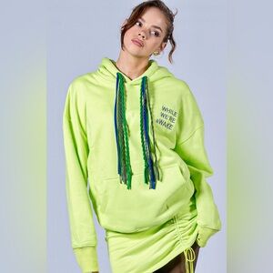 WHILE WE’RE AWAKE Braid on Braid Signature Hoodie, NWOT, Neon Yellow
